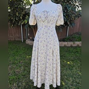 Windsor Fashion Floral Spring Puff Sleeve Maxi Dress